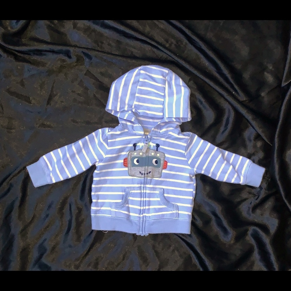 🧸💙 6 MONTH Carter’s Rad Robot Zip-Up Striped Hoodie
